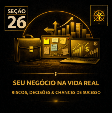 Capa da seção Seu Negócio na Vida Real: Riscos, Decisões & Chances da plataforma Atenéstia
