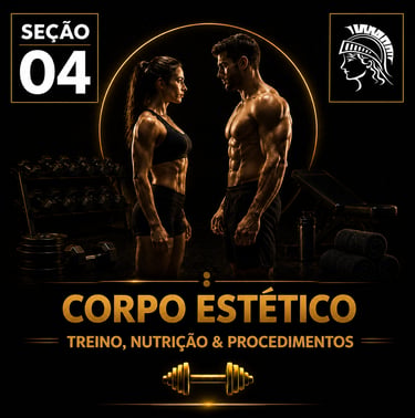 Capa da “Seção 04 – Corpo Estético”, com fundo preto e detalhes dourados.