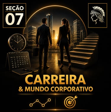 Capa da “Seção 07 - Carreira e Mundo Corporativo”, com fundo preto e detalhes dourados.