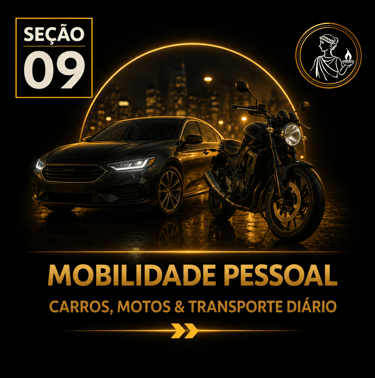 Capa da “Seção 09 - Mobilidade Pessoal”, com fundo preto e detalhes dourados.