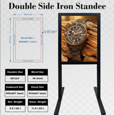 Collapsable double sided iron Standee