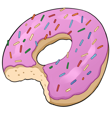 a donut with pink frosting and sprinkles