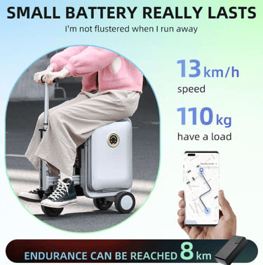 person riding Smart luggage security features