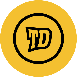 a yellow and black logo with the letter TD