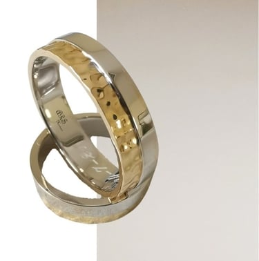 Alianza oro combinado brillo y martelé de 5mm