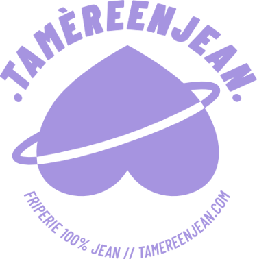Logo ta mère en jean friperie 100% jean