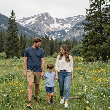 Close-up of a colorful eq connect mug filled with steaming tea, resting on a wooden table.