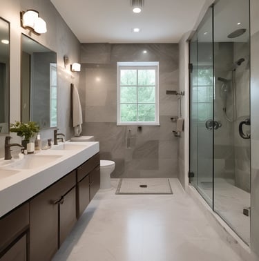 A skilled worker installing new wooden flooring in a bright living room.