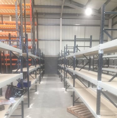 Shelving in Warehouse with chipboard