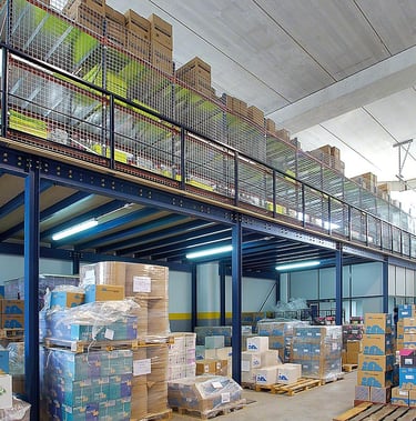 mezzanie floor with shelving