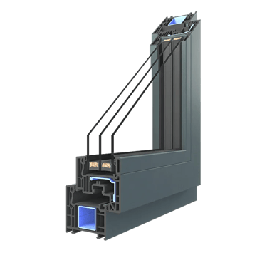 a window with a large window and a ladder