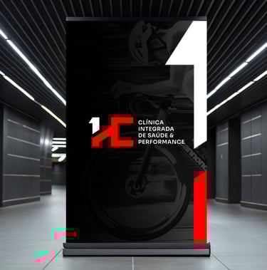 Banner preto com logo HC, texto “Clínica Integrada de Saúde & Performance”.