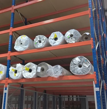 carpet racking storing carpet rolls
