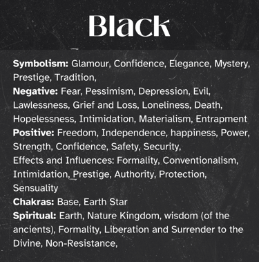 BLACK Healing Attributes, symbolism, Chakras, Spiritual, Self-Awareness, Enlightenment