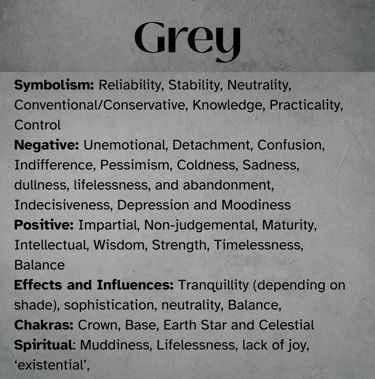 GREY GRAY Healing Attributes, symbolism, Chakras, Spiritual, Self-Awareness, Enlightenment