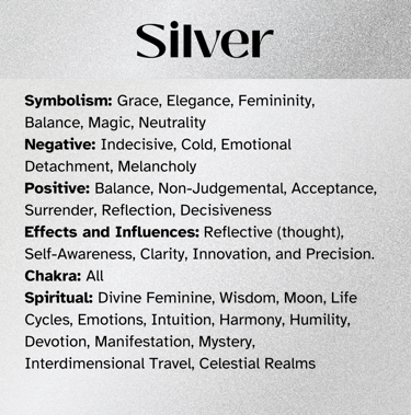 SILVER Healing Attributes, symbolism, Chakras, Spiritual, Self-Awareness, Enlightenment