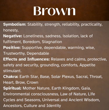 BROWN Healing Attributes, symbolism, Chakras, Spiritual, Self-Awareness, Enlightenment