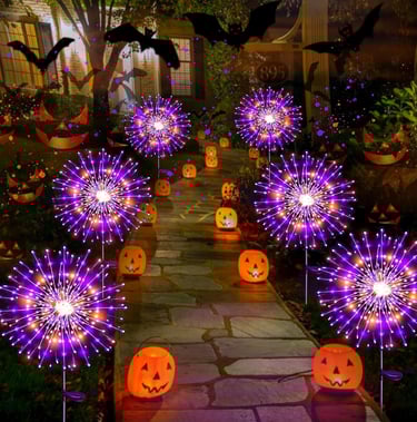 Solar Garden Lights with 2 Modes, Solar Firework Light Waterproof For Halloween Party Yard Pathway P