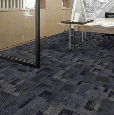Garfield2 commercial carpet tile with block-style quarter-turn design, ideal for office and retail spaces in London, Ontario.