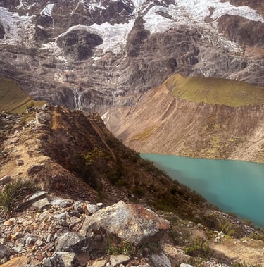 Lake Humantay on the Salkantay Trek towards Muchu Picchu (Peru, South America)