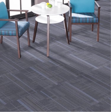 Garfield5 linear pattern commercial carpet tile installed in a modern office in London, Ontario