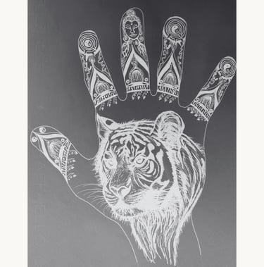 tiger krachtdier handtekening zwart