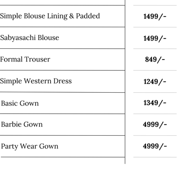 Ladies Tailoring Price