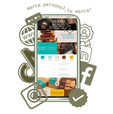 celular mostrando un branding con redes  sociales