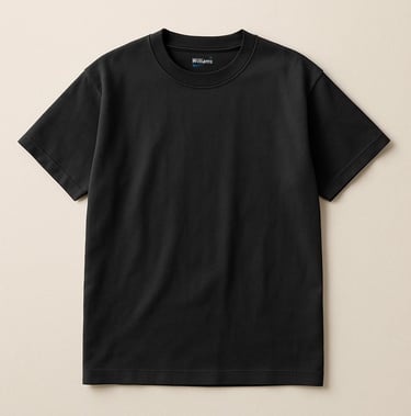 a black t - shirt with a white background