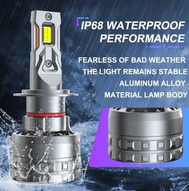 a pair of car led headlight bulbs with waterproofing