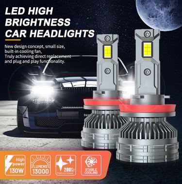 a pair of led headlight bulbs on a car