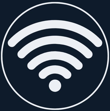 Jimproved Tech logo of Wi-Fi signal bars, representing Home network setup, support, and optimization