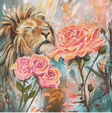 abstract lion painting