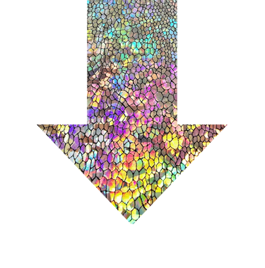 Holographic arrow symbol reflecting light and motion.