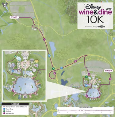 2019 runDisney Wine and Dine Half Marathon Weekend 10K Course Map
