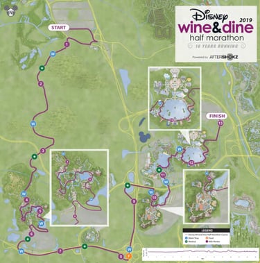 2019 runDisney Wine and Dine Half Marathon Weekend Half Marathon Course Map