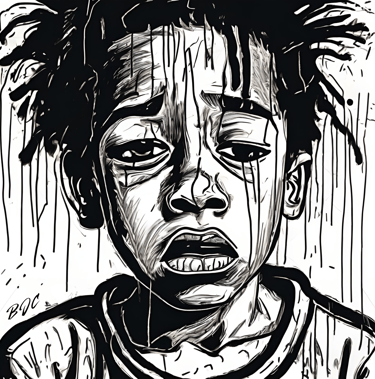 a picture of visual art by brian j clark titled "are you gonna hurt me too?" soul pain art gallery