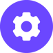 a purple gearwheel with a white gearwheel