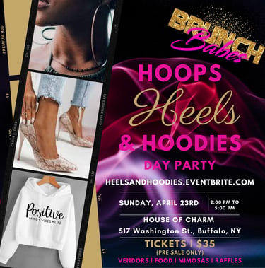 Hoops Heels & Hoodies flyer created by GMC Exquisite Events