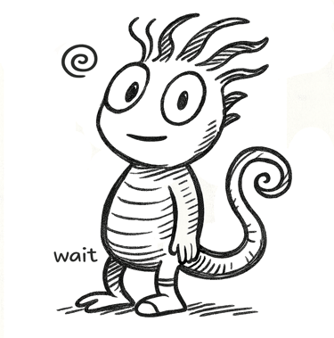 Zoodle, a gentle line-drawn character offering a calm, reassuring presence for parents of ADHD teens