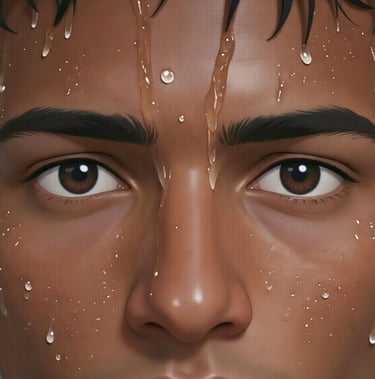 cartoon male sweating and cold