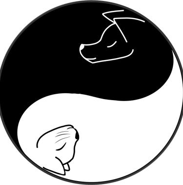 Yin Yang symbol with cat and dog profile