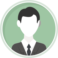 an avatar of a man in a suit and tie with a green background