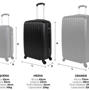 Mala Média 23kg Linha Londres une estilo clássico