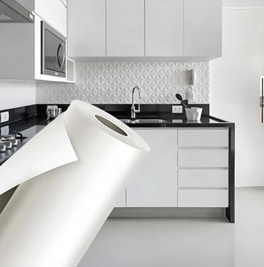 Papel Adesivo envelopar Branco Fosco Opaco Lavável 45cm X 2m