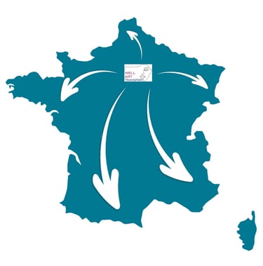 carte de la France indiquant les déplacement de well art
