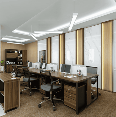 Modern office workstations in Dubai, designed for comfort, efficiency, and style.