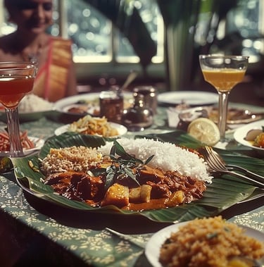 Curry on a banana leaf in Singapore