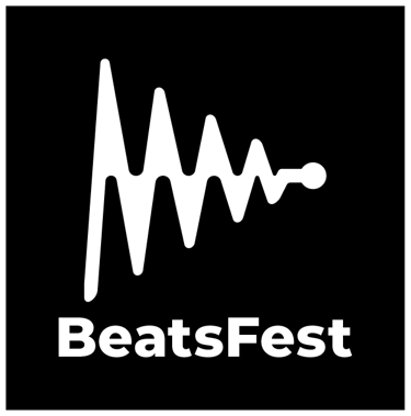 BeastFest white logo version - White sound wave with "BeatsFest" written below in white text.