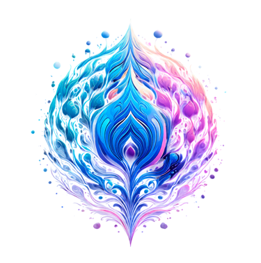 a blue and purple colored abstract painting of a peacock feather feather